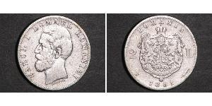 2 Leu Königreich Rumänien (1881-1947) Silber Karl I. (Rumänien) (1839 - 1914)
