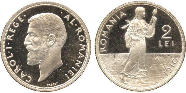 2 Leu Kingdom of Romania (1881-1947) Silver Carol I of Romania (1839 - 1914)