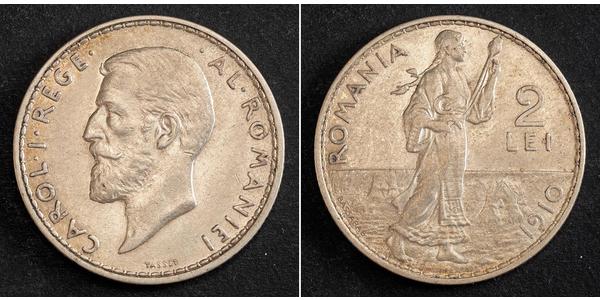 2 Leu Kingdom of Romania (1881-1947) Silver Carol I of Romania (1839 - 1914)