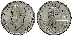 2 Лей Королевство Румыния (1881-1947) Серебро Кароль I (1839 - 1914)