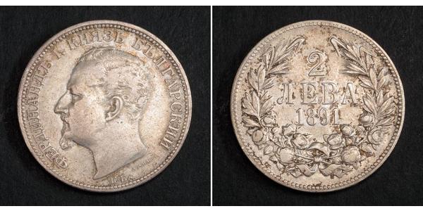 2 Lev 保加利亚 銀 Ferdinand I of Bulgaria (1861 -1948)