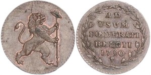 2 Liard Bélgica Cobre 