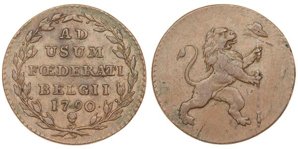 2 Liard Bélgica Cobre 