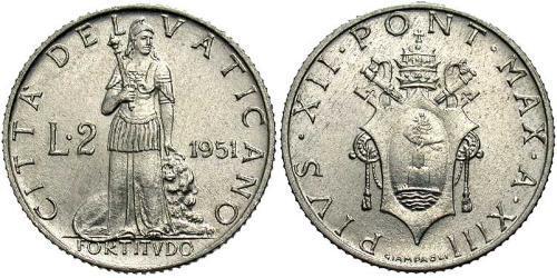 2 Lira Vaticano (1926-) Alluminio Papa Pio XII (1876 - 1958)