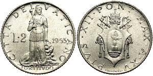 2 Lira Vatican (1926-) Aluminium Pope Pius XII  (1876 - 1958)