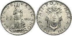 2 Lira Vatikan (1926-) Aluminium Pius XII  (1876 - 1958)