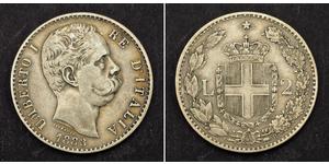 2 Lira Italie Argent Umberto I (1844-1900)