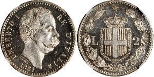 2 Lira Italie Argent Umberto I (1844-1900)