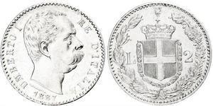 2 Lira Italie Argent Umberto I (1844-1900)