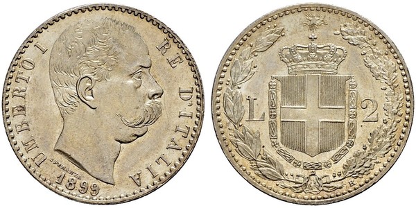 2 Lira Italie Argent Umberto I (1844-1900)