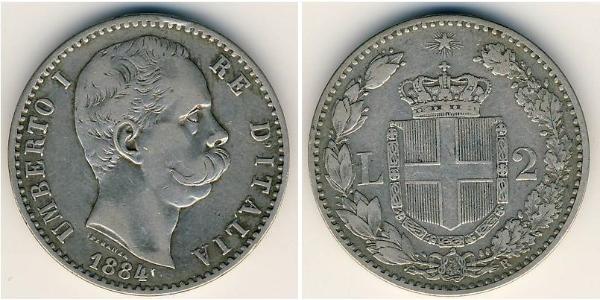 2 Lira Italie Argent Umberto I (1844-1900)