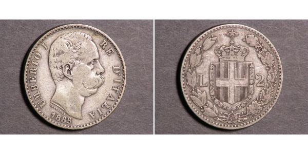 2 Lira Italie Argent Umberto I (1844-1900)