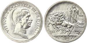 2 Lira Kingdom of Italy (1861-1946) Argent Vittorio Emanuele III (1869 - 1947)