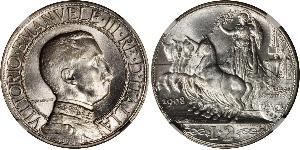 2 Lira Kingdom of Italy (1861-1946) Argent Vittorio Emanuele III (1869 - 1947)