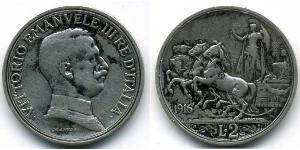 2 Lira Kingdom of Italy (1861-1946) Argent Vittorio Emanuele III (1869 - 1947)