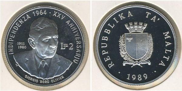 2 Lira Malte Argent 