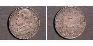 2 Lira États pontificaux (752-1870) Argent Pie IX (1792- 1878)