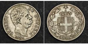 2 Lira Italia Argento Umberto I (1844-1900)