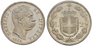 2 Lira Italia Argento Umberto I (1844-1900)