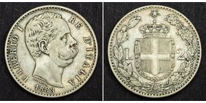 2 Lira Italia Argento Umberto I (1844-1900)