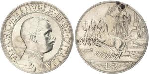 2 Lira Kingdom of Italy (1861-1946) Argento Vittorio Emanuele III (1869 - 1947)