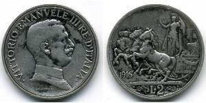 2 Lira Kingdom of Italy (1861-1946) Argento Vittorio Emanuele III (1869 - 1947)