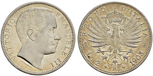 2 Lira Kingdom of Italy (1861-1946) Argento Vittorio Emanuele III (1869 - 1947)