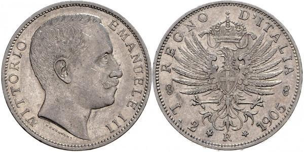 2 Lira Kingdom of Italy (1861-1946) Argento Vittorio Emanuele III (1869 - 1947)