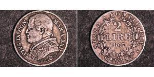 2 Lira Estados Pontificios (752-1870) Plata Pío IX (1792- 1878)