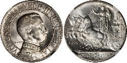 2 Lira Kingdom of Italy (1861-1946) Plata Vittorio Emanuele III (1869 - 1947)
