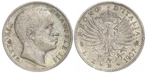 2 Lira Kingdom of Italy (1861-1946) Plata Vittorio Emanuele III (1869 - 1947)