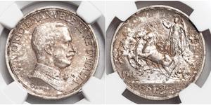 2 Lira Kingdom of Italy (1861-1946) Plata Vittorio Emanuele III (1869 - 1947)