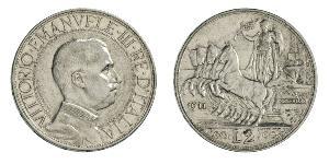 2 Lira Kingdom of Italy (1861-1946) Plata Vittorio Emanuele III (1869 - 1947)