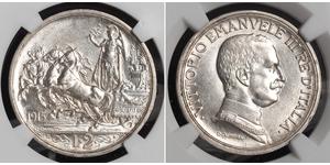 2 Lira Kingdom of Italy (1861-1946) Plata Vittorio Emanuele III (1869 - 1947)