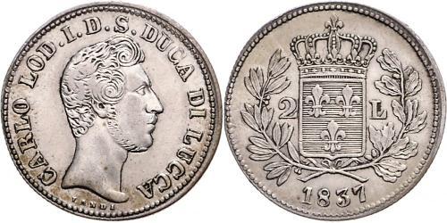 2 Lira Kingdom of Italy (1861-1946) Plata Carlos II de Parma