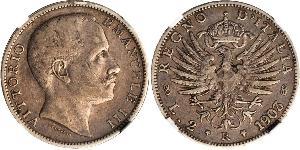 2 Lira Kingdom of Italy (1861-1946) Silber Vittorio Emanuele III (1869 - 1947)