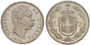 2 Lira Italy Silver Umberto I (1844-1900)