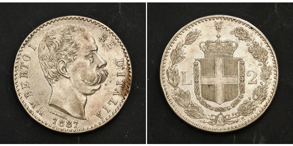 2 Lira Italy Silver Umberto I (1844-1900)