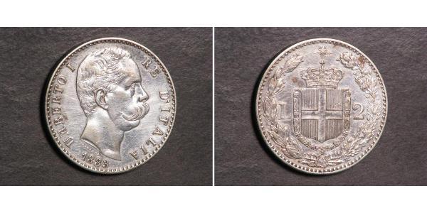 2 Lira Italy Silver Umberto I (1844-1900)