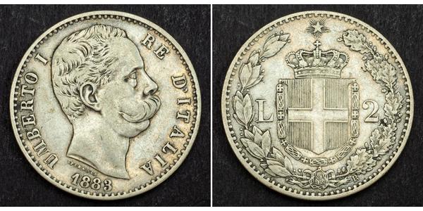 2 Lira Italy Silver Umberto I (1844-1900)