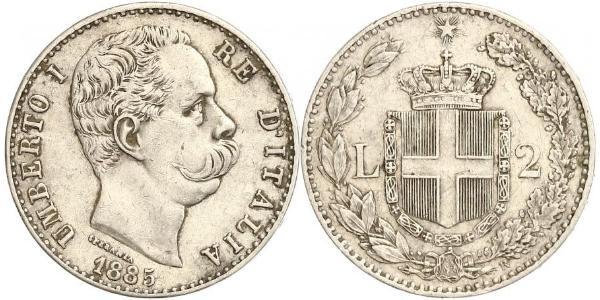 2 Lira Italy Silver Umberto I (1844-1900)