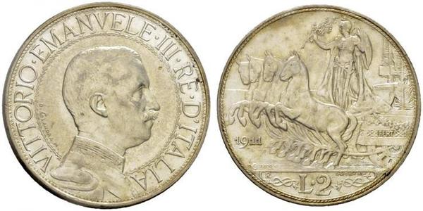 2 Lira Kingdom of Italy (1861-1946) Silver Vittorio Emanuele III (1869 - 1947)