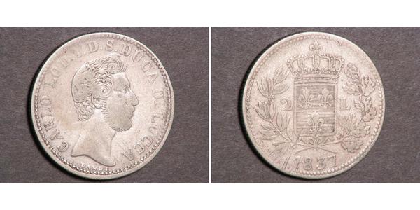 2 Lira Kingdom of Italy (1861-1946) Silver Charles II, Duke of Parma