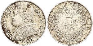 2 Lira Papal States (752-1870) Silver Pope Pius IX (1792- 1878)