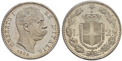 2 Lira 意大利 銀 Umberto I (1844-1900)