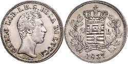 2 Lira 意大利王國 (1861-1946) 銀 卡洛二世 (帕尔马)