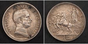 2 Lira 意大利王國 (1861-1946) 銀 Vittorio Emanuele III (1869 - 1947)