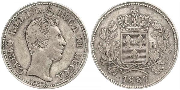 2 Lira 意大利王國 (1861-1946) 銀 卡洛二世 (帕尔马)