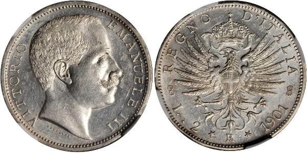 2 Lira 意大利王國 (1861-1946) 銀 Vittorio Emanuele III (1869 - 1947)