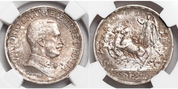 2 Lira 意大利王國 (1861-1946) 銀 Vittorio Emanuele III (1869 - 1947)